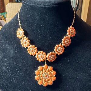 Chic Orange Floral Necklace
